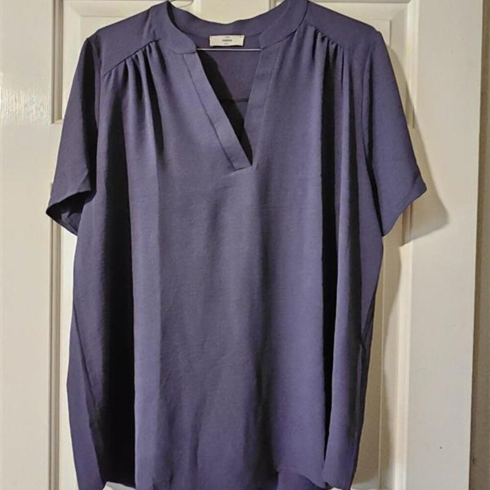 Entro Solid V-Neck Placket Top